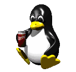 Tux penguin drinking soda.